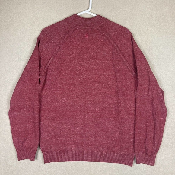 Johnnie-O Mott Mens M‎ Sweater 1/4 Zip Mock Neck Red Embroidered Logo - Picture 10 of 11